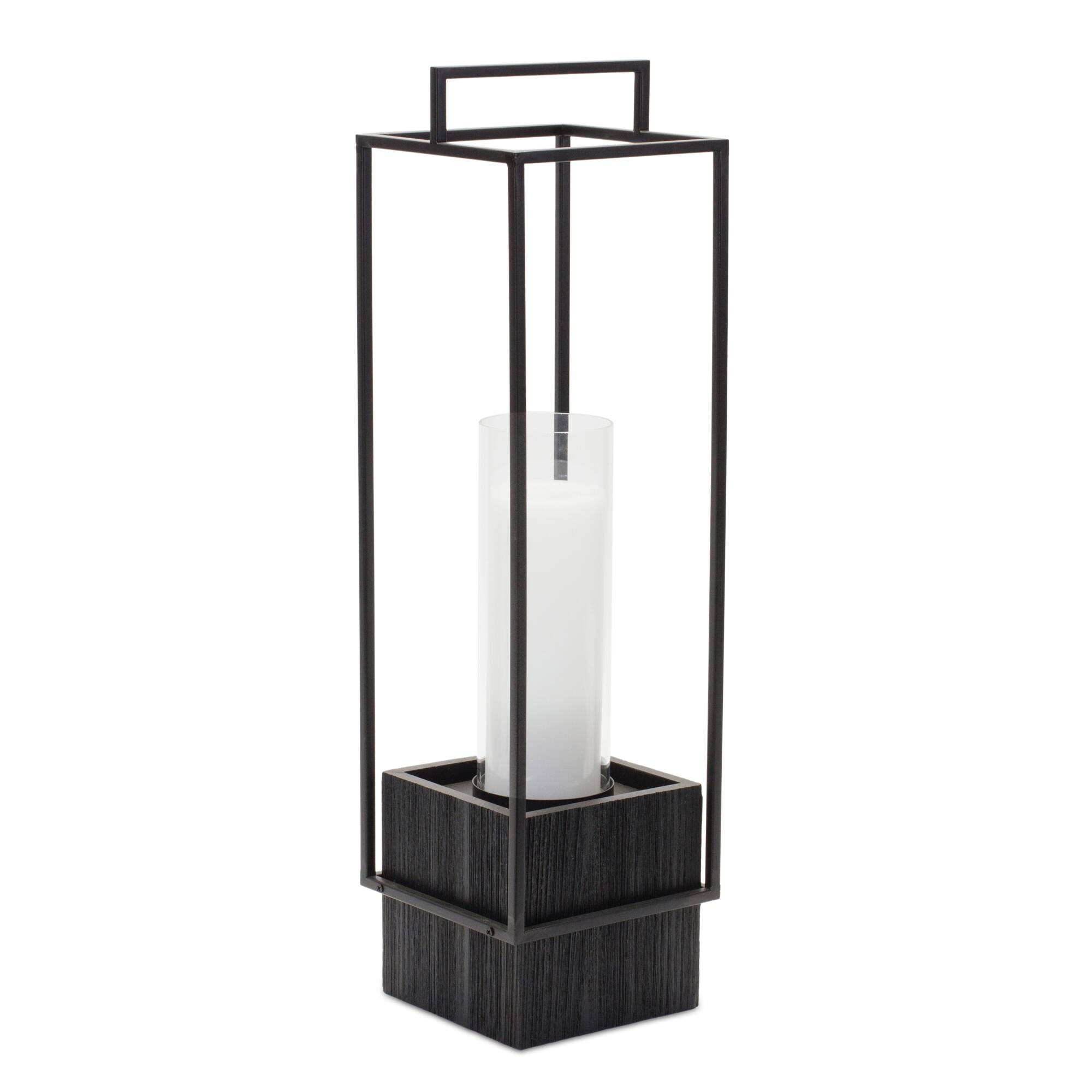 24" Wood Candle Holder with Metal Frame